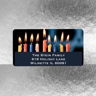 Menorah Hanukkah Adressaufkleber