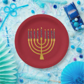 Menorah Hanukkah Blaue Kerzen Elegant Pappteller (Party)