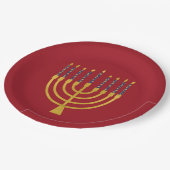 Menorah Hanukkah Blaue Kerzen Elegant Pappteller (Schrägansicht)