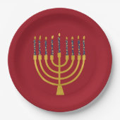 Menorah Hanukkah Blaue Kerzen Elegant Pappteller (Vorderseite)