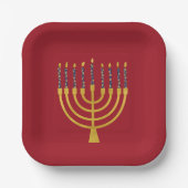 Menorah Hanukkah Blaue Kerzen Elegant Pappteller (Vorderseite)