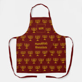 Menorah | HANUKKAH BLESSINGS | Monogramm | Burgund Schürze (Vorderseite)