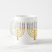 Menorah Hanukkah Blue Candles Kaffeetasse (Vorderseite Links)