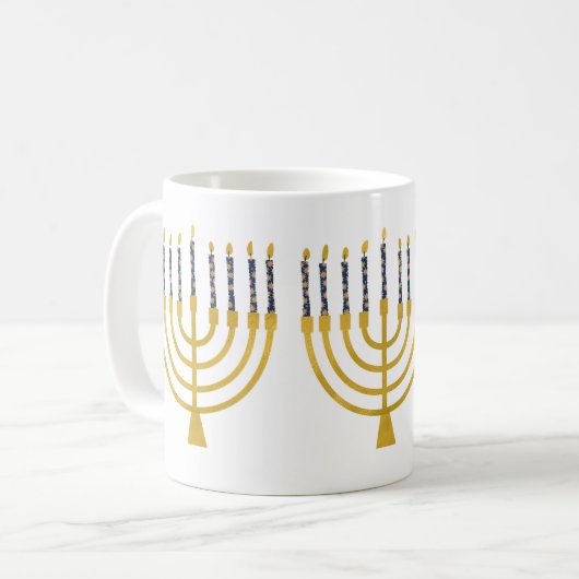 Menorah Hanukkah Blue Candles Kaffeetasse (Vorderseite Links)