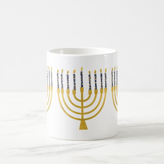 Menorah Hanukkah Blue Candles Kaffeetasse (Mittel)