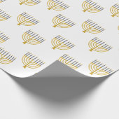 Menorah Hanukkah Blue Candles Zeichnend Urlaub Geschenkpapier (Ecke)