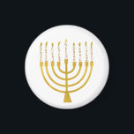 Menorah Hanukkah Candles Festlich Menorah Candles  Magnet<br><div class="desc">Imitate Goldfolie menorah Kerzen für Ihre Hanukka Feier. Whimsical menorah Illustration mit weißen Sternen bedeckte Himmelskerzen auf einem Imitat Gold menorah Kerzenständer. Minimalistische menorah elegante Starry Hanukkah illustrierte Design Geschenke und Papierprodukte.</div>