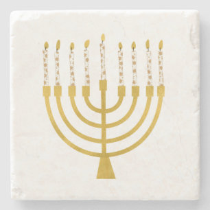 Menorah Hanukkah Candles Festlich Menorah Candles Steinuntersetzer