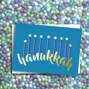 Menorah Hanukkah Candles Star von David Blue Folien Feiertagskarte