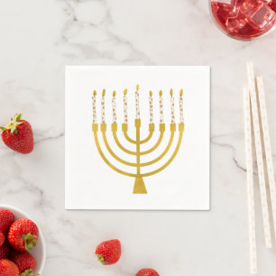 Menorah Hanukkah Celestial Candles Wedding Serviette