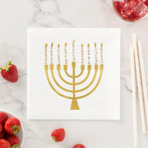 Menorah Hanukkah Celestial Candles Wedding Serviette