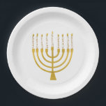 Menorah Hanukkah Celestial Candles Zeichnend Hochz Pappteller<br><div class="desc">Imitate Goldfolie menorah Kerzen für Ihre Hanukka Feier. Whimsical menorah Illustration mit weißen Sternen bedeckte Himmelskerzen auf einem Imitat Gold menorah Kerzenständer. Menorah elegante Sterne Hochzeit Hanukkah illustrierte Design Geschenke und Papierprodukte.</div>