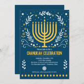 Menorah Hanukkah Feier Einladung (Vorne/Hinten)