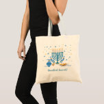 Menorah Hanukkah Holiday Tragetasche<br><div class="desc">Feiern Sie die Saison mit dieser dekorativen Hanukkah Tote Tasche. Eine Hanukkah-Szene mit einer Menorah,  Sufganiyot (Donuts),  dreiblättrigen und Olivenzweigen wird in einem Aquarelleffekt dargestellt. Fügen Sie Ihre benutzerdefinierte Nachricht auf der Vorder- und Rückseite ein. Verfügbar mit passenden Produkten.</div>