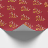 Menorah Hanukkah Kerzen Zeichnend festliche Ruby R Geschenkpapier (Ecke)
