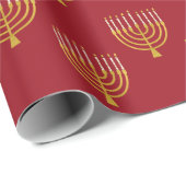 Menorah Hanukkah Kerzen Zeichnend festliche Ruby R Geschenkpapier (Rolleneckpunkt)