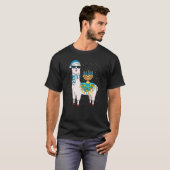 Menorah Hanukkah Llama Cute Alpaca Chanukah Premiu T-Shirt (Vorne ganz)