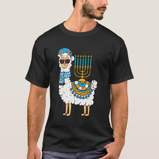 Menorah Hanukkah Llama Cute Alpaca Chanukah T-Shirt (Vorderseite)