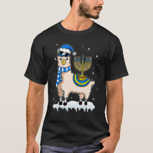 Menorah Hanukkah Llama Niedlich Alpaca Chanukah Ch T-Shirt