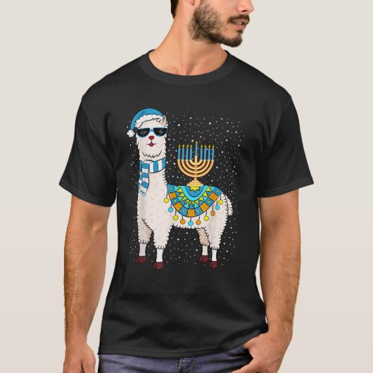 Menorah Hanukkah Llama Niedlich Alpaca Chanukah Ge T-Shirt (Vorderseite)