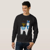 Menorah Hanukkah Llama Niedlich Llama Alpaca Chanu Sweatshirt (Vorne ganz)