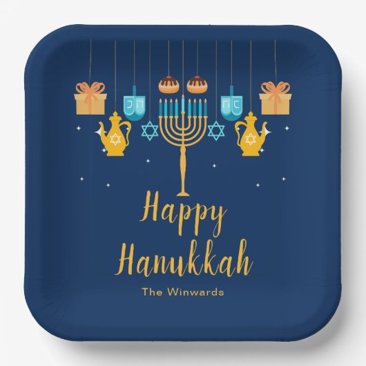 Menorah Hanukkah Party Plates Pappteller (Vorderseite)