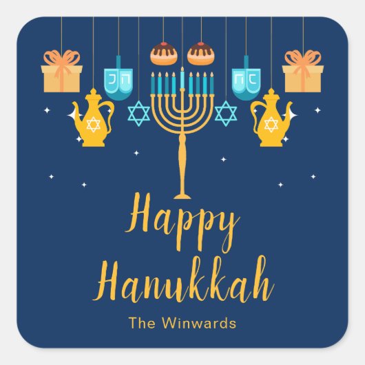 Menorah Hanukkah Party Sticker (Vorderseite)