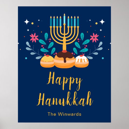 Menorah Hanukkah Party Welcome Poster (Vorne)