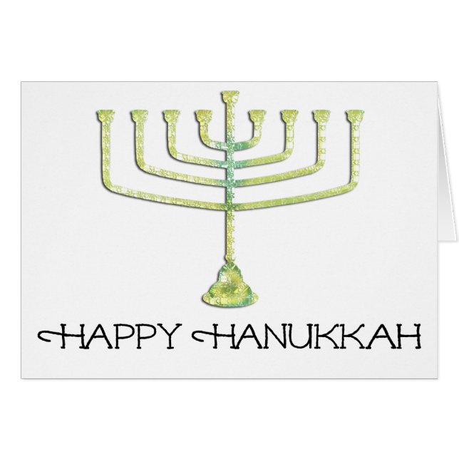 Menorah Happy Hanukkah Grußkarte 2 (Vorderseite (Horizontal))