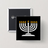 Menorah - Happy Hanukkah Jewish Holiday Gift Button (Vorne & Hinten)
