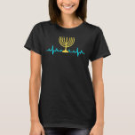 Menorah Heart Beat Hanukkah Cool Chanukah jüdisch  T-Shirt<br><div class="desc">Menorah Heart Beat Hanukkah Cool Chanukah Judenurlaub 1</div>