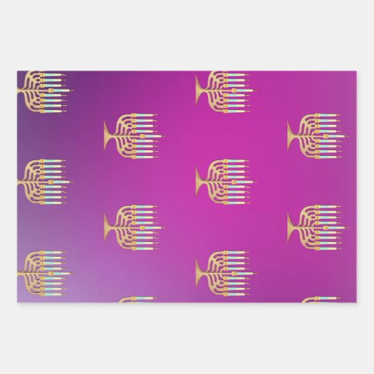 Menorah im Verlauf Geschenkpapier Set (Vorderseite 2)