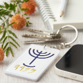 Menorah Key Chain Navy Gold Schlüsselanhänger (Vorderseite rechts)