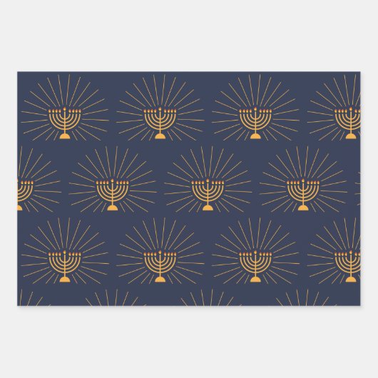 Menorah Lichter Hanukkah Celebration Geschenkpapier Set (Vorderseite)