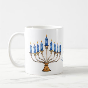 Menorah mit brennenden Kerzen Happy Hanukkah Kaffeetasse