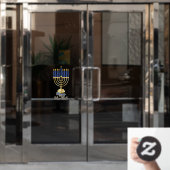 Menorah mit Lights Happy Hanukkah Fensteraufkleber (Büro Tür)