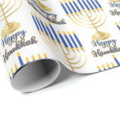 Menorah mit Lights Happy Hanukkah Geschenkpapier (Rolleneckpunkt)