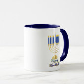 Menorah mit Lights Happy Hanukkah Tasse (VorderseiteRechts)