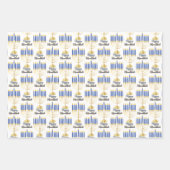 Menorah mit Lights Happy Hanukkah Wrapping Paper Geschenkpapier Set (Vorderseite)