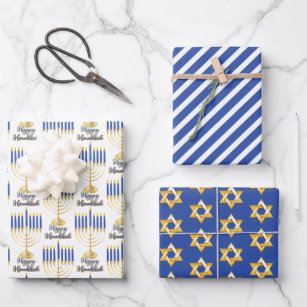 Menorah mit Lights Happy Hanukkah Wrapping Paper Geschenkpapier Set