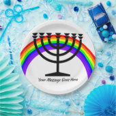 Menorah mit Regenbogen und Papierplatte Pappteller (Party)