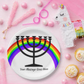 Menorah mit Regenbogen und Papierplatte Pappteller (Party)
