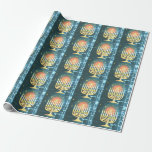 Menorah mit Sternen Geschenkpapier<br><div class="desc">Menorah auf Gradientenwrapping Papier</div>