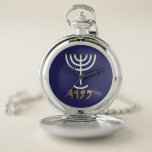 Menorah Paleo Hebrew Taschenuhr<br><div class="desc">Menorah Paleo Hebräische Schrift. Personalisieren Sie das, indem Sie Ihren eigenen Namen hinzufügen. Um dies zu Ihrem eigenen Design "Klicken Sie auf "Weitere Anpassungen" ... oder "Dieses Design übertragen", um das gleiche Design auf ein anderes Produkt zu drucken. Woher kommt die Menorah? Es kommt aus der Bibel, in dem Buch...</div>