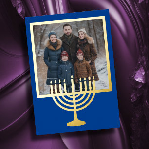 Menorah-Rahmen und Ihr Foto Folien Feiertagskarte