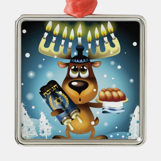 Menorah Ren Ornament Aus Metall (Vorne)