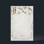 Menorah, Star von David Candles Briefpapier<br><div class="desc">Dieser Schreibblock ist mit einem ansehnlichen Design auf Papyrus mit Kerzen bedruckt,  ein menorah Sterne von David und hebräisch und Sincerely,  Ihren Namen oder den Namen der Person,  der Sie dieses Papier zu schenken.</div>