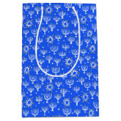 Menorah Star von David Hanukkah Pattern Blue Mittlere Geschenktüte (Vorderseite)