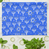 Menorah Star von David Hanukkah Pattern Blue White Geschirrtuch (Gefaltet)