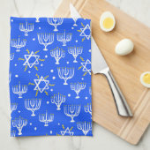 Menorah Star von David Hanukkah Pattern Blue White Geschirrtuch (Viertel Falte)